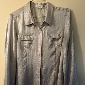 Calvin Klein silver metallic shirt